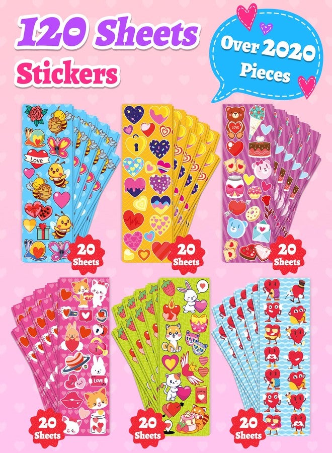 Greingways 2020 PCS Valentines Day Stickers for Kids, 120 Sheets Heart Love Stickers, Valentines Crafts Gifts Goodie Bags Party Favors for Kids Classroom - Image 5